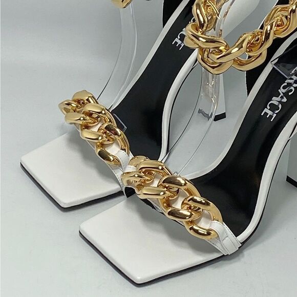Versace Chain & Leather High-Heel Sandals size 39 - Picture 8 of 13